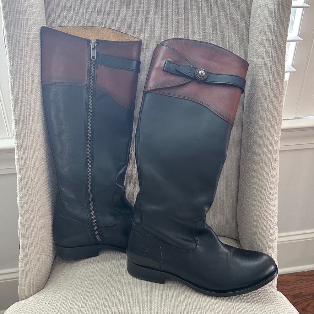 Frye Brown and Black Boots Size 7.5
